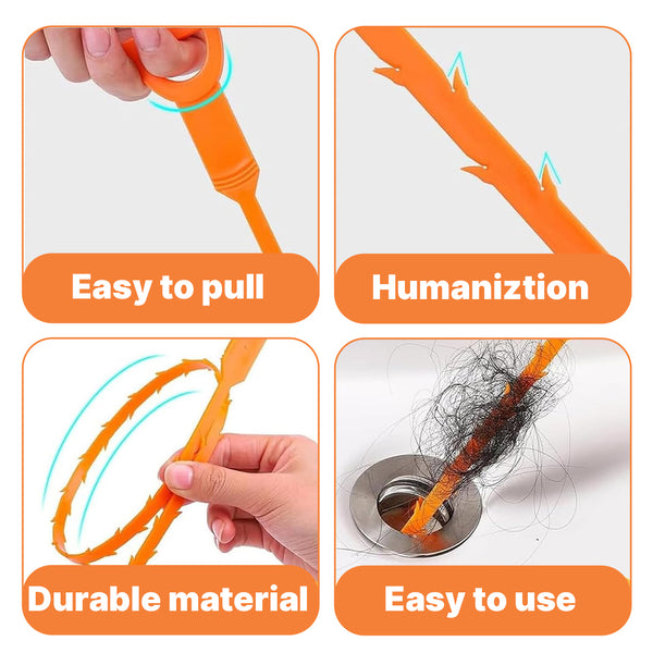 Drain Unblocker Cleaner Brush Tool - 5PCS Shower Drain Unblocker Gunk Remover Kitchen Sink Unblocker Tool, Plug Hole Unblocker Bathroom Hair Unblocker for Shower